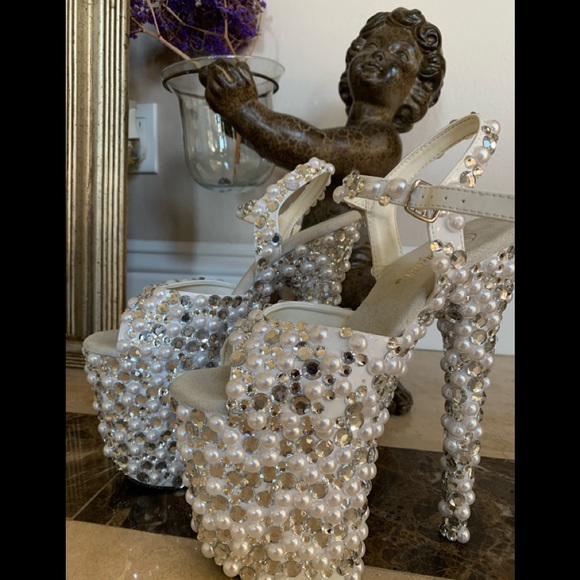 Pleaser Blinged Out Heels Size 6 - Picture 2 of 8